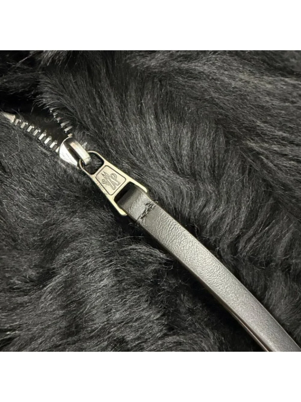 Moncler Caradoc Logo Patch Eco Fur Leather Tote Black